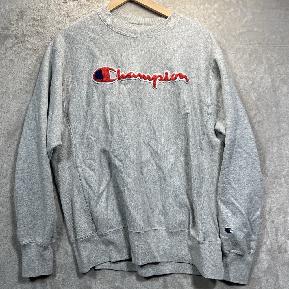 Vintage Reverse Weave‎ Champion Sweatshirt Men's Large Gray Spell Out
